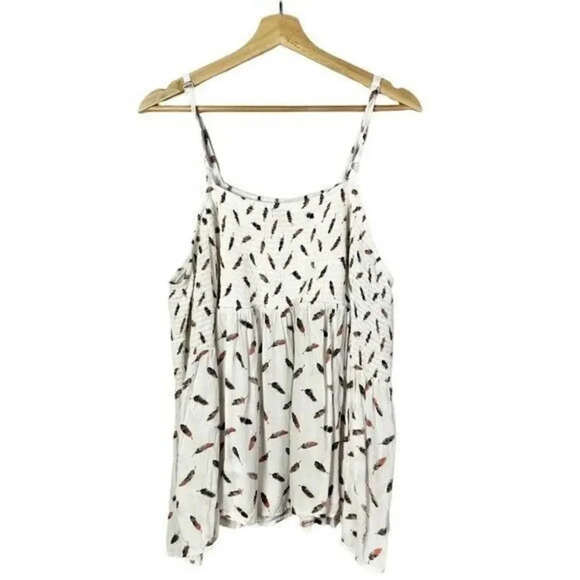 Torrid White Feather Print Challis Cold Shoulder Long Sleeve Top 1 - Picture 3 of 6